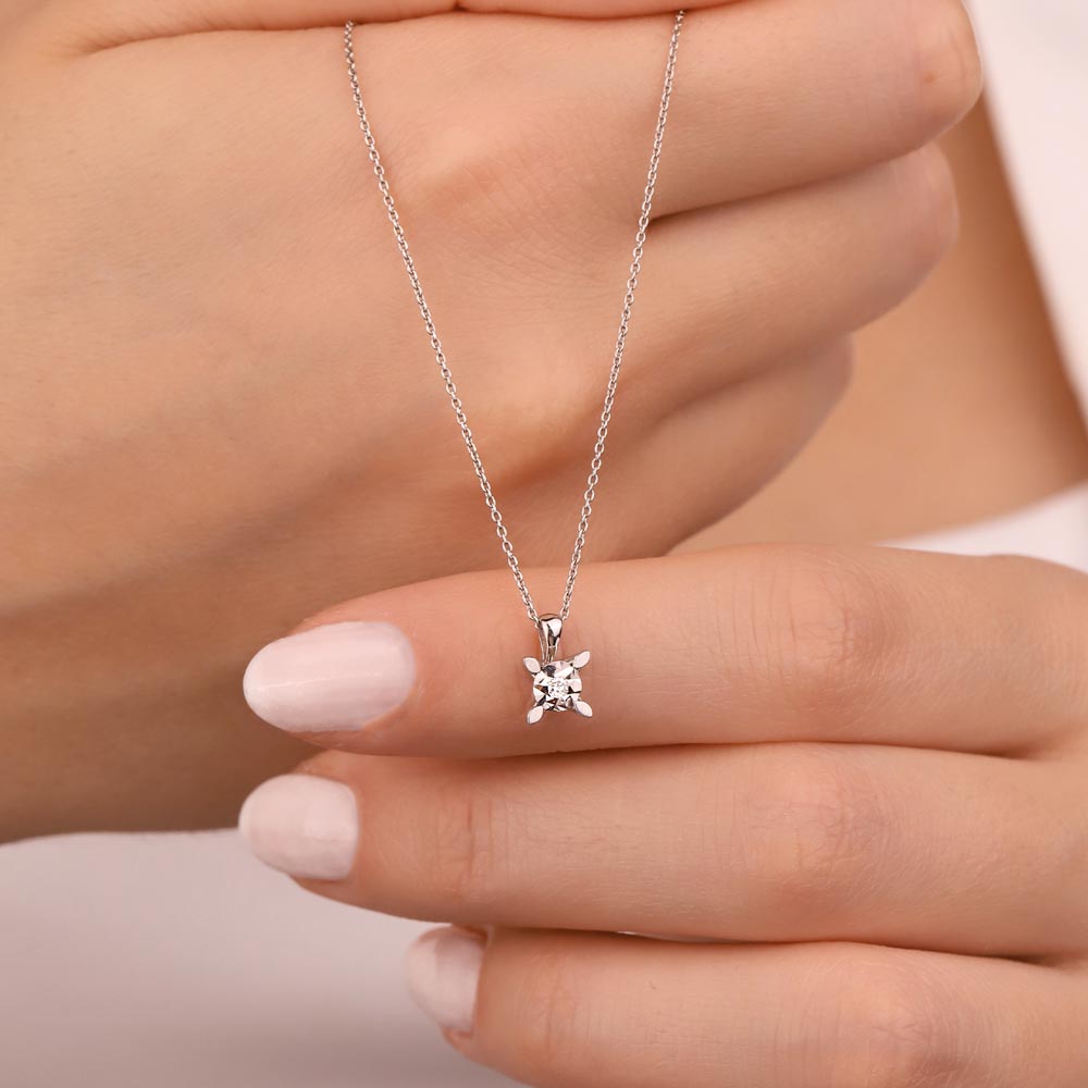 0,05 Karat Lab Pırlantalı Tektaş Kolye - FP04076