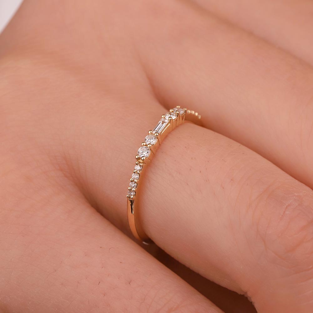 0,17 Karat Lab Pırlanta Özel Tasarım Yarımtur Yüzük - FP03148