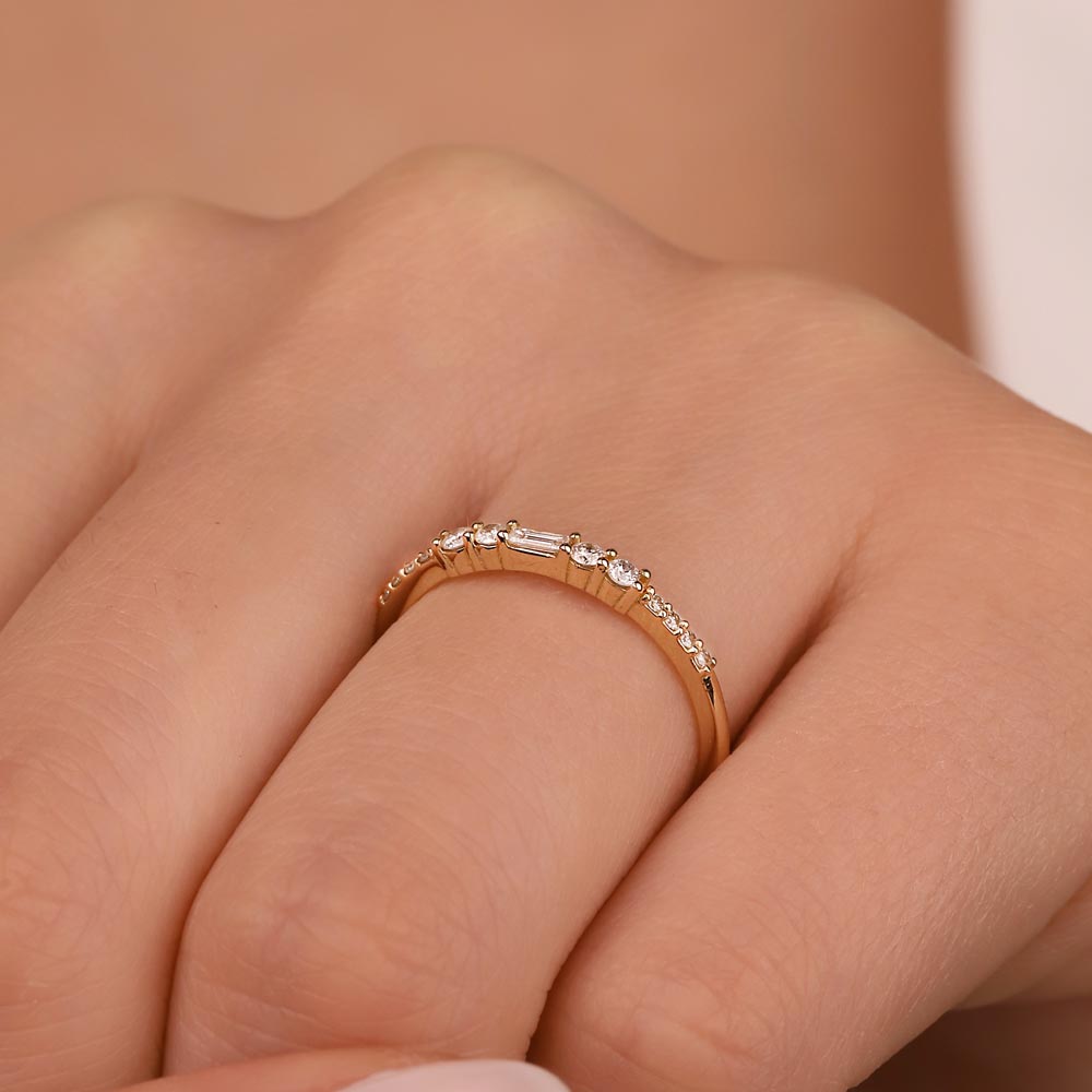 0,17 Karat Lab Pırlanta Özel Tasarım Yarımtur Yüzük - FP03148