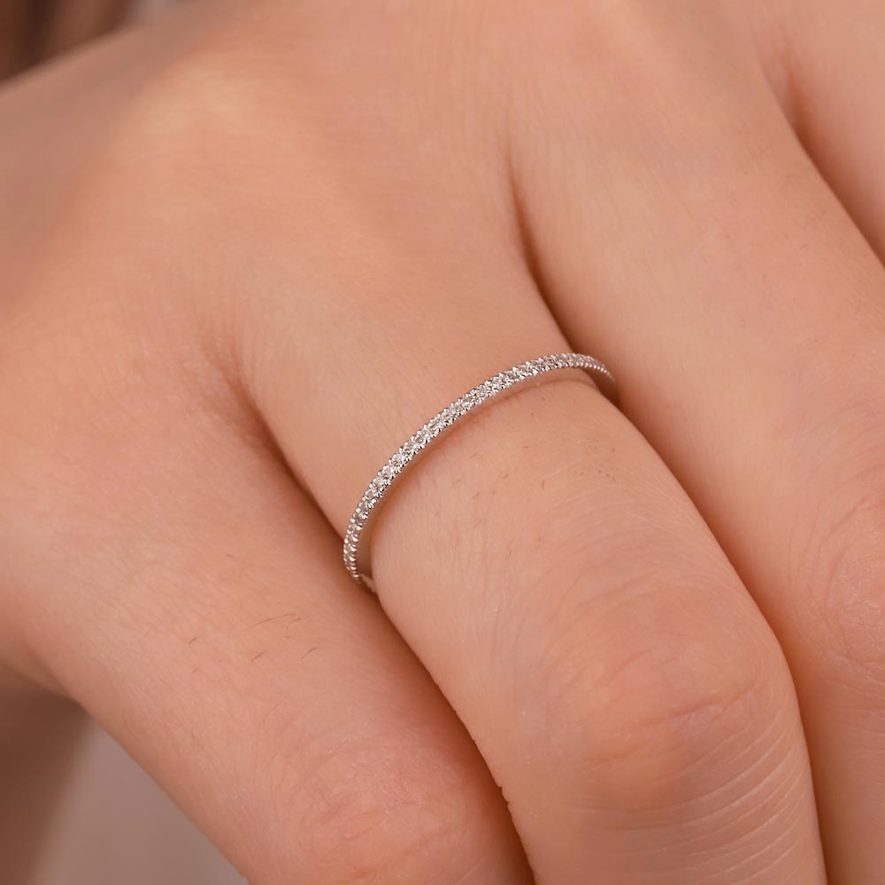 0,20 Karat Lab Pırlantalı İnce Yarımtur Yüzük - FP03067