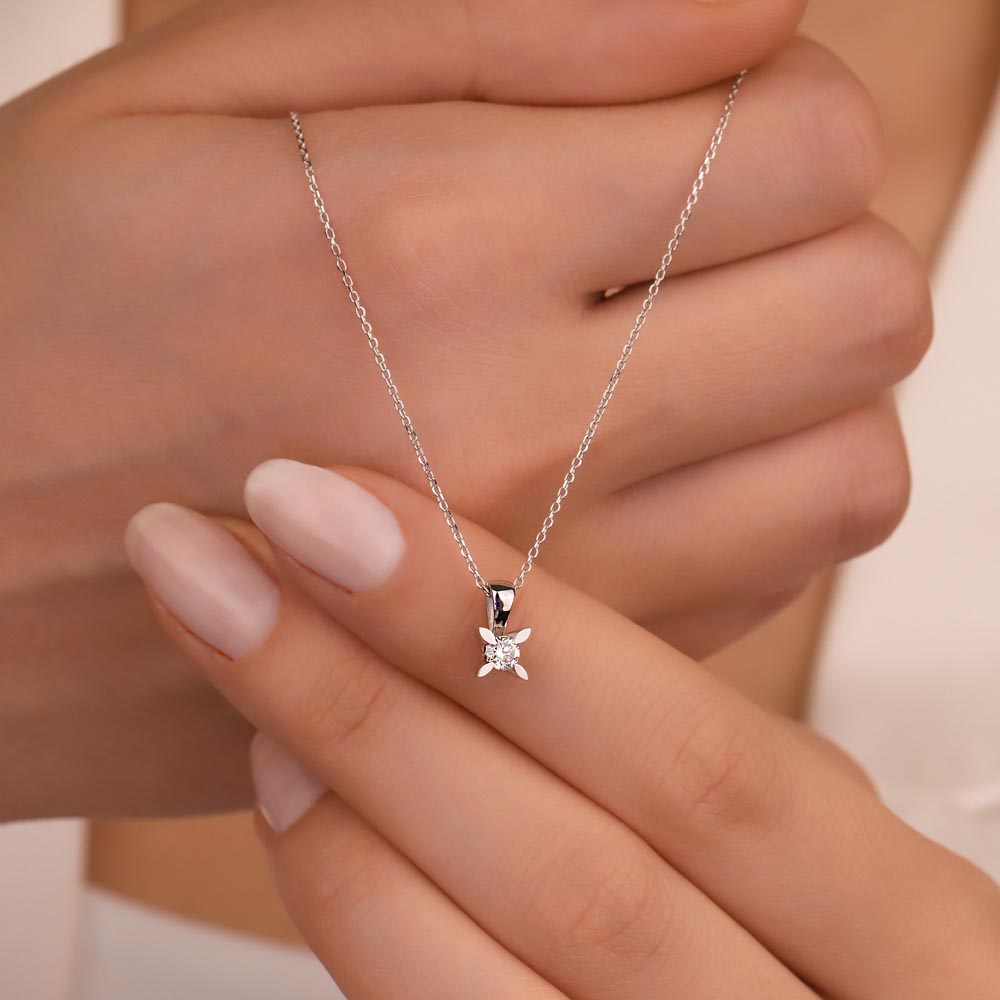 0,20 Karat Lab Pırlantalı Tektaş Kolye - FP03441