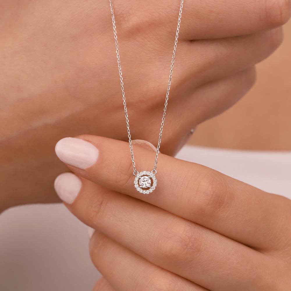 0,3 Karat Lab Pırlanta Halo Tektaş Kolye - FP08732