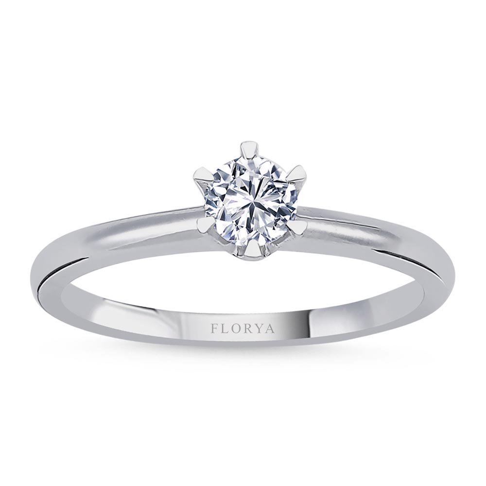 Tektaş Yüzükler 0,30 Karat Lab Pırlanta Tiffany Charm Tektaş Yüzük - FP09317