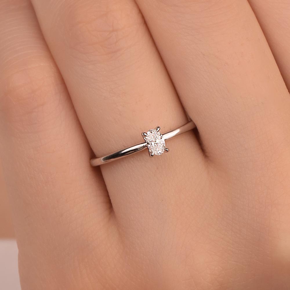 Tektaş Yüzükler 0,30 Karat Oval Kesim Lab Pırlanta Tiffany Forever Tektaş Yüzük - FP13178