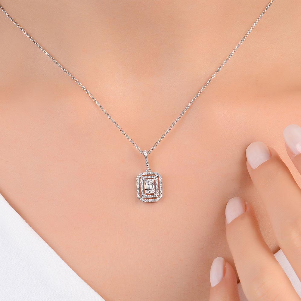 0,34 Karat Lab Pırlanta Baget Kolye - FP01771