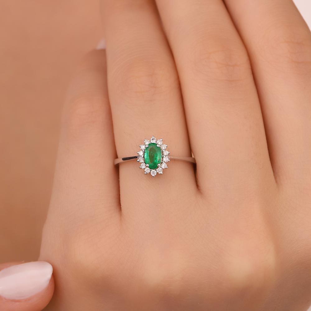 0,40 Karat Lab Pırlanta Oval Kesim Zümrüt Yüzük - FP03830