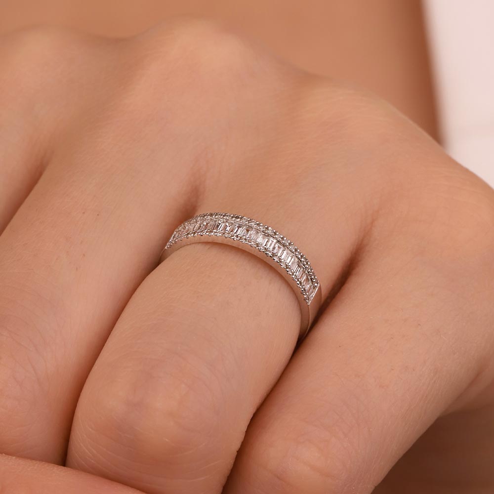 0,40 Karat Lab Pırlanta Özel Tasarım Baget Yarımtur Yüzük - FP11408