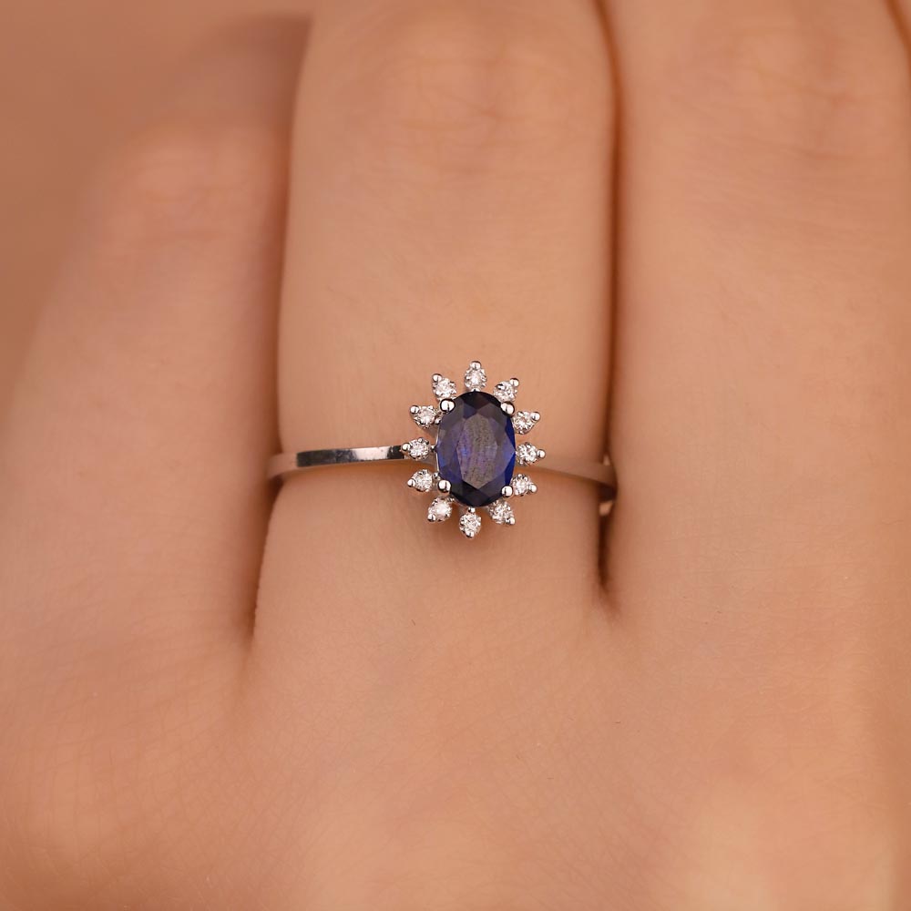 0,42 Karat Lab Pırlanta Safir  Yüzük - FP03889