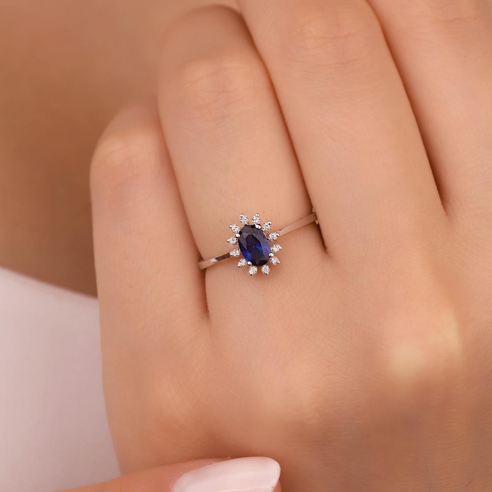 0,42 Karat Lab Pırlanta Safir  Yüzük - FP03889