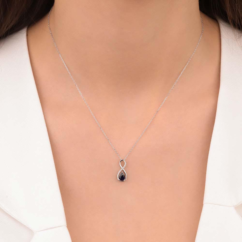 0,44 Karat Lab Pırlanta Sonsuzluk Damla Safir Kolye - FP09894