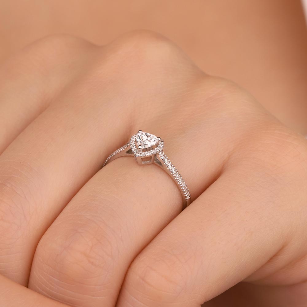 0,45 Karat Lab Pırlanta Kalp Kesim Özel Tasarım Fantezi Tektaş Yüzük - FP01735