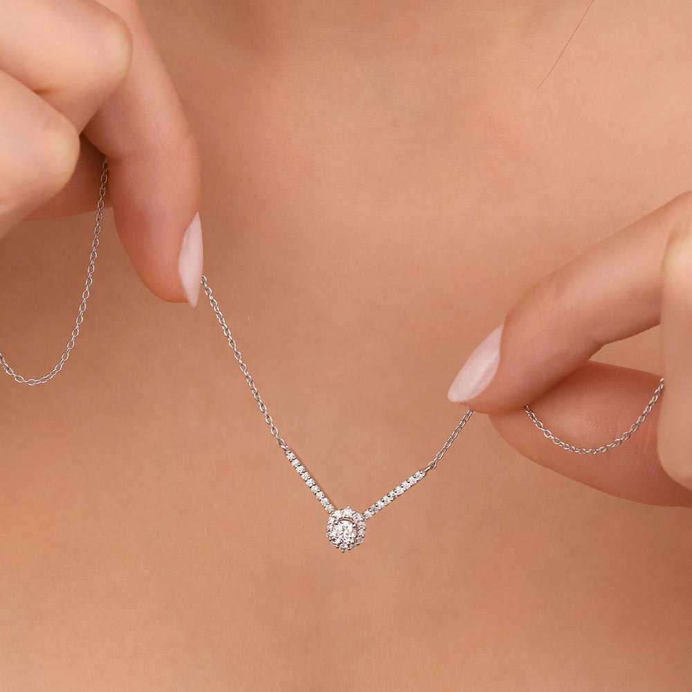 0,47 Karat Lab Pırlanta Özel Tasarım Halo Tektaş Kolye - FP12081