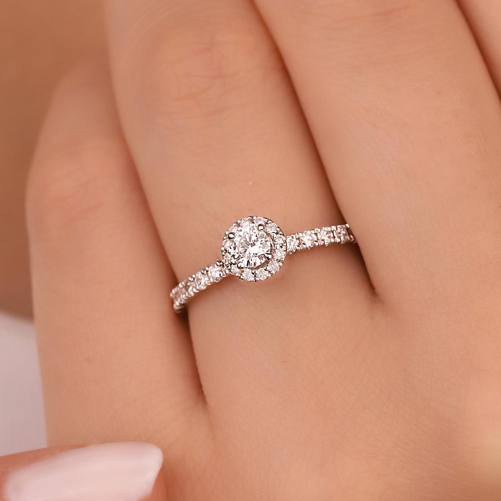 0.50 Karat Lab Pırlanta Halo Tektaş Yüzük - FP03035