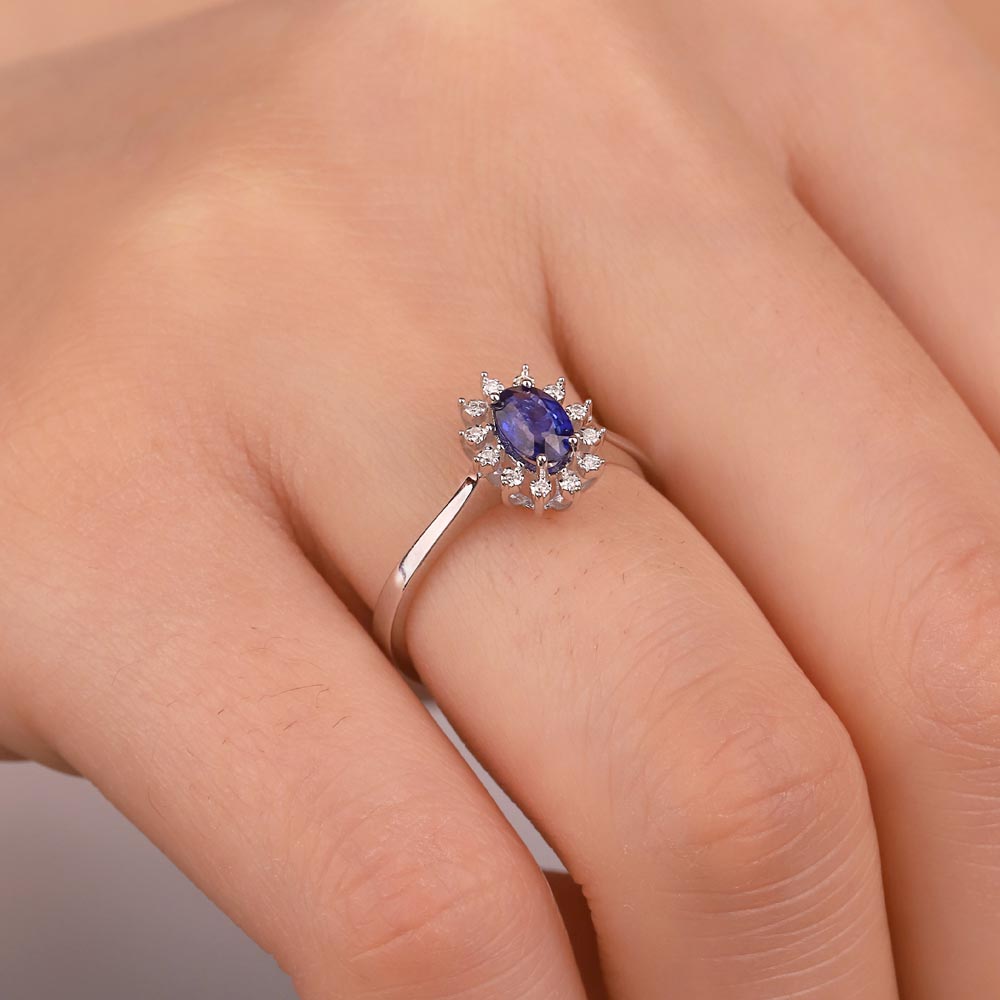 0,50 Karat Lab Pırlanta Oval Royale Safir Yüzük - FP10787
