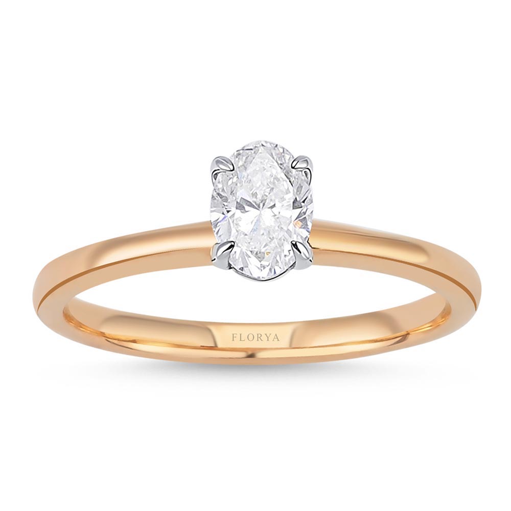 Tektaş Yüzükler 0,50 Karat Lab Pırlanta Tiffany Oval Tektaş Yüzük - FP00751