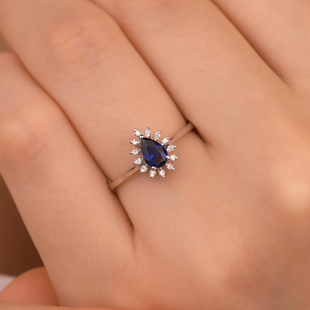 0,55 Karat Lab Pırlanta Safir  Yüzük - FP03887