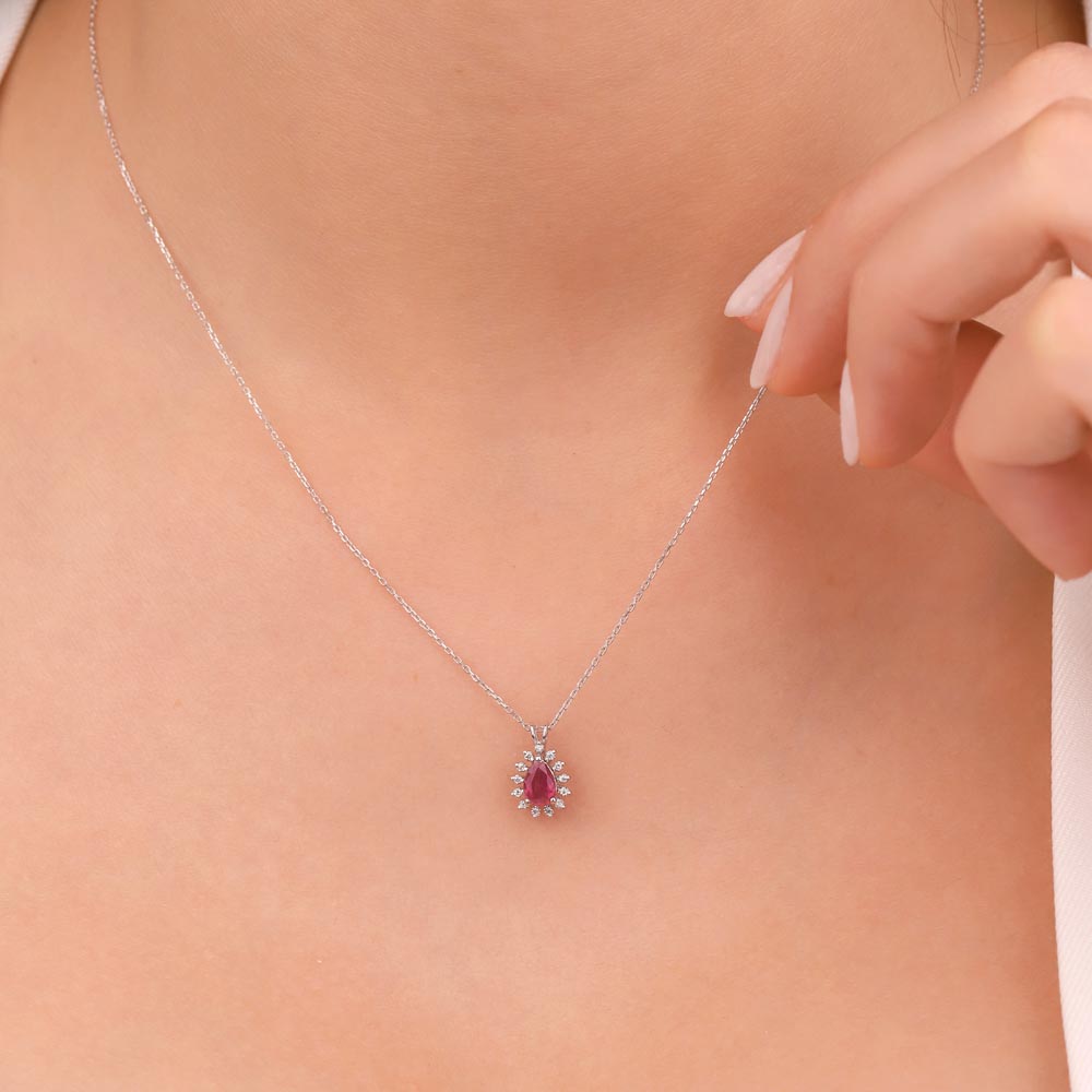 0,55 Karat Lab Pırlantalı Yakut Taşlı Kolye - FP03746