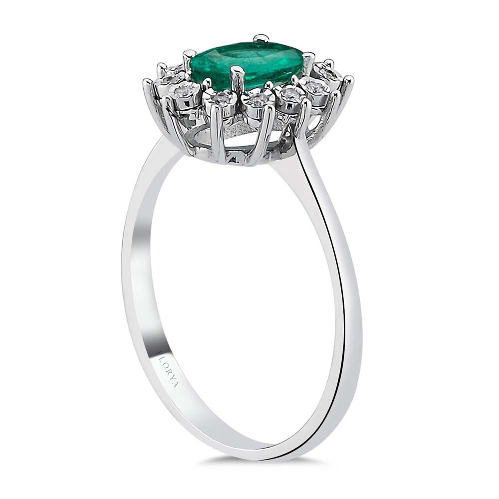 0,62 Karat Lab Pırlanta Oval Jasmine Zümrüt Yüzük - FP01181