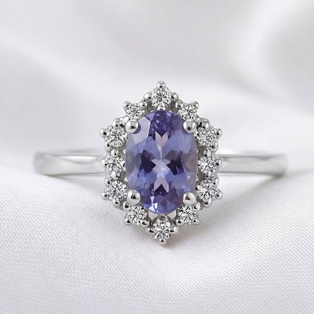 Vintage Yüzükler 0,67 Karat Lab Pırlanta ve Tanzanite Yüzük - FP11421