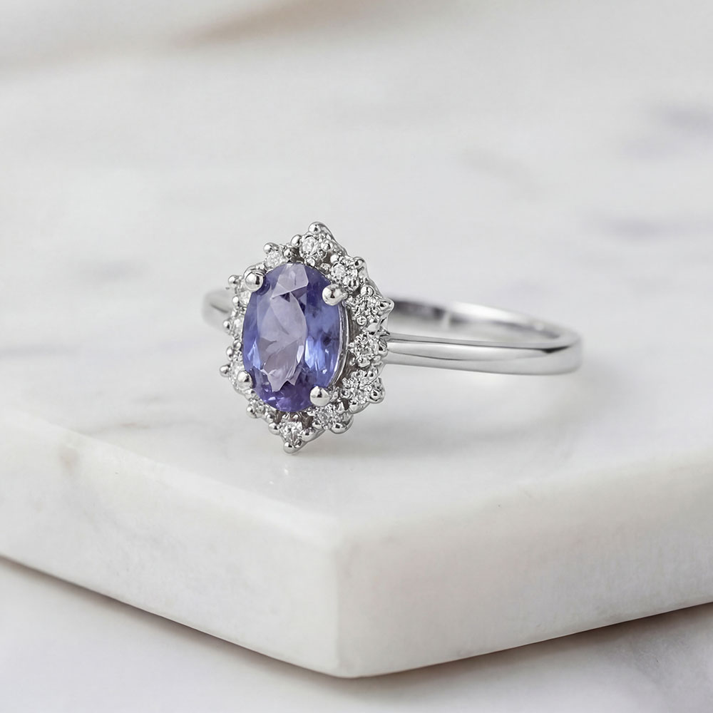 Vintage Yüzükler 0,67 Karat Lab Pırlanta ve Tanzanite Yüzük - FP11421