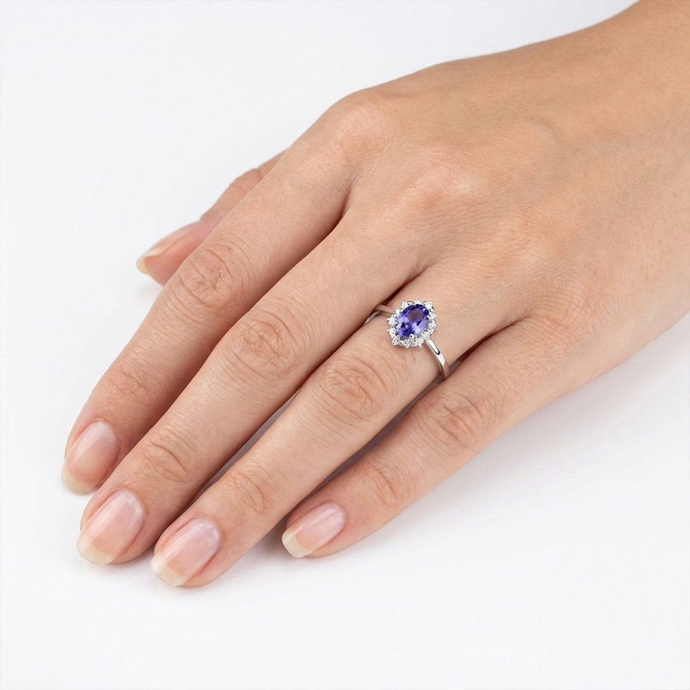 Vintage Yüzükler 0,67 Karat Lab Pırlanta ve Tanzanite Yüzük - FP11421