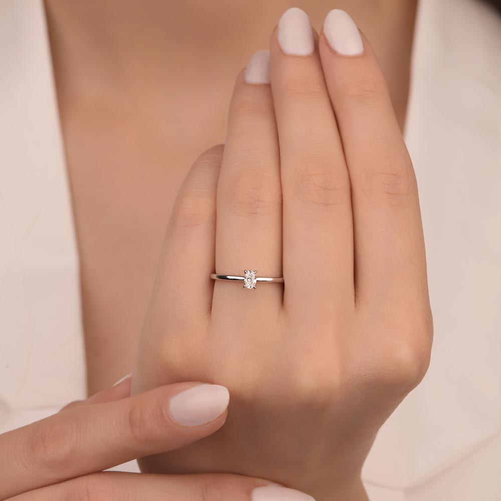 0.70 Karat Oval Kesim Lab Pırlanta Tiffany Forever Tektaş Yüzük - FP09247