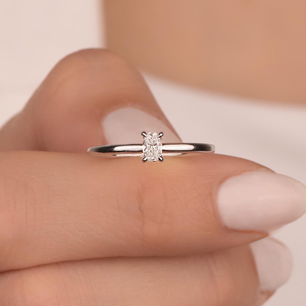 0.70 Karat Oval Kesim Lab Pırlanta Tiffany Forever Tektaş Yüzük - FP09247
