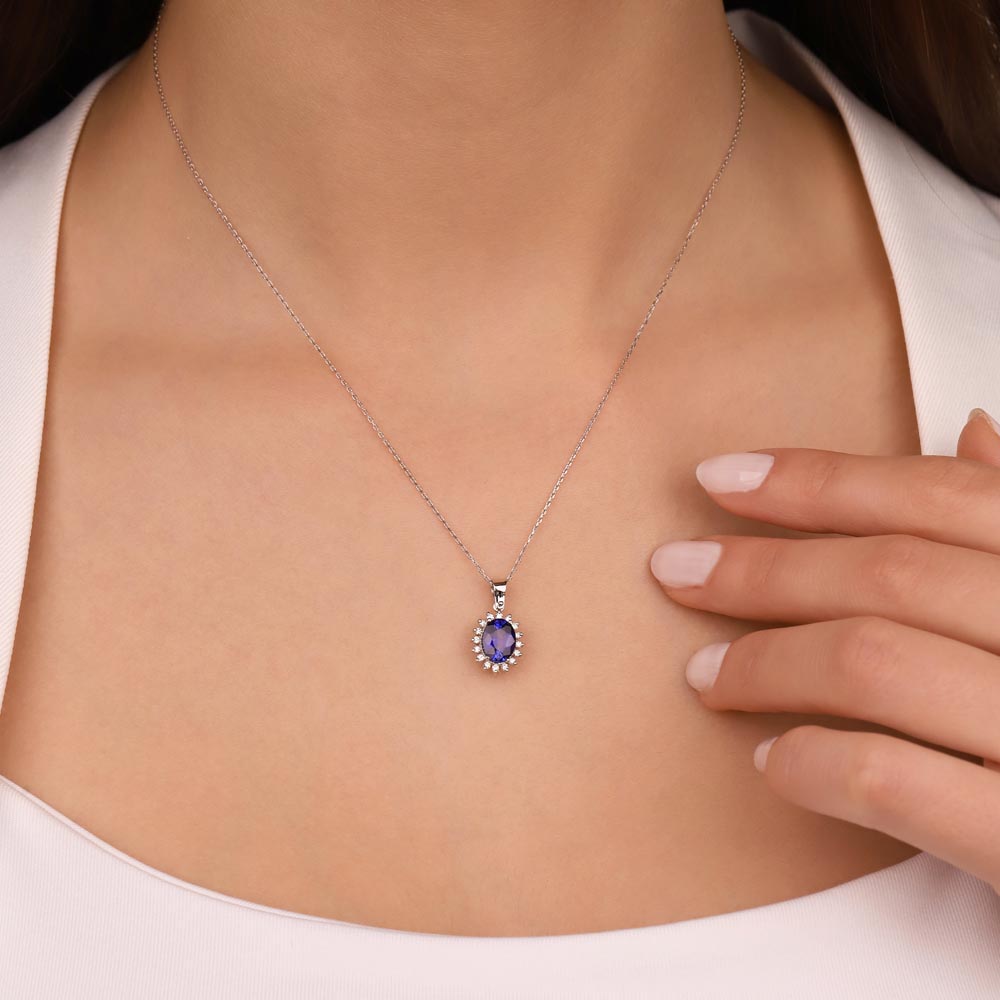 0,75 Karat Lab Pırlantalı Safir Taşlı Kolye - FP01063