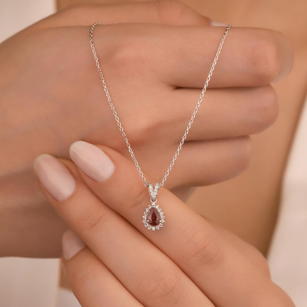 0,75 Karat Lab Pırlantalı Yakut Taşlı Kolye - FP03822