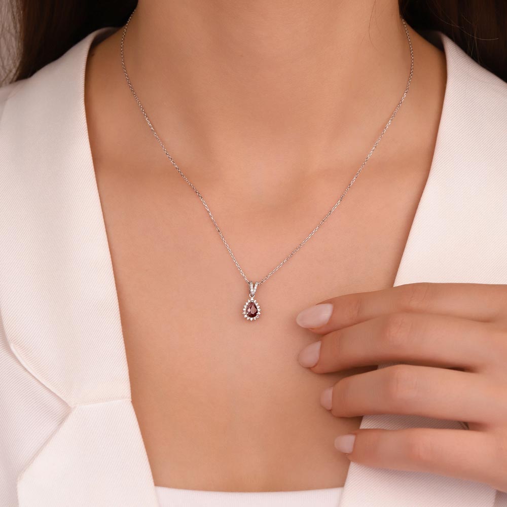 0,75 Karat Lab Pırlantalı Yakut Taşlı Kolye - FP03822