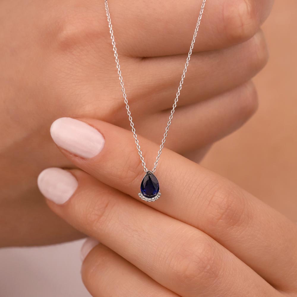 0,80 Karat Lab Pırlanta Ve Safir Kolye - FP12681