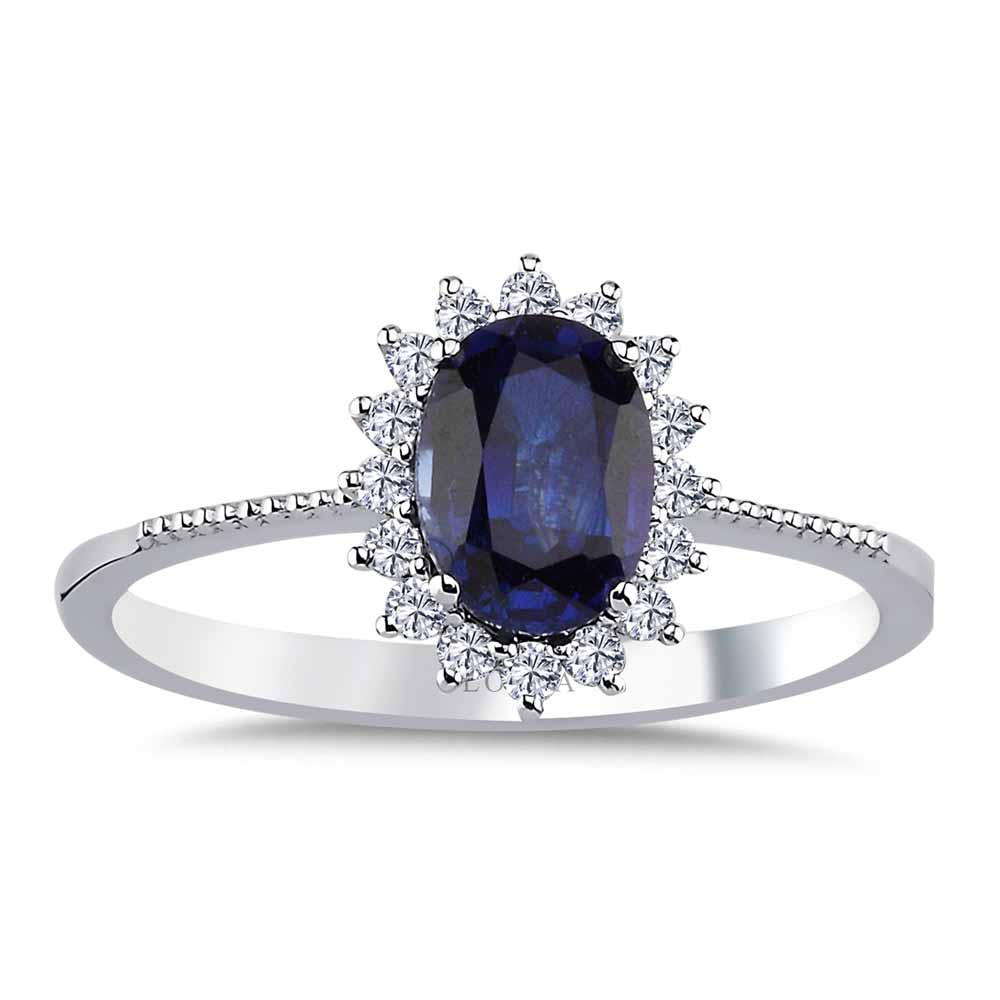 0,92 Karat Lab Pırlanta Oval Royale Safir Yüzük - FP11418