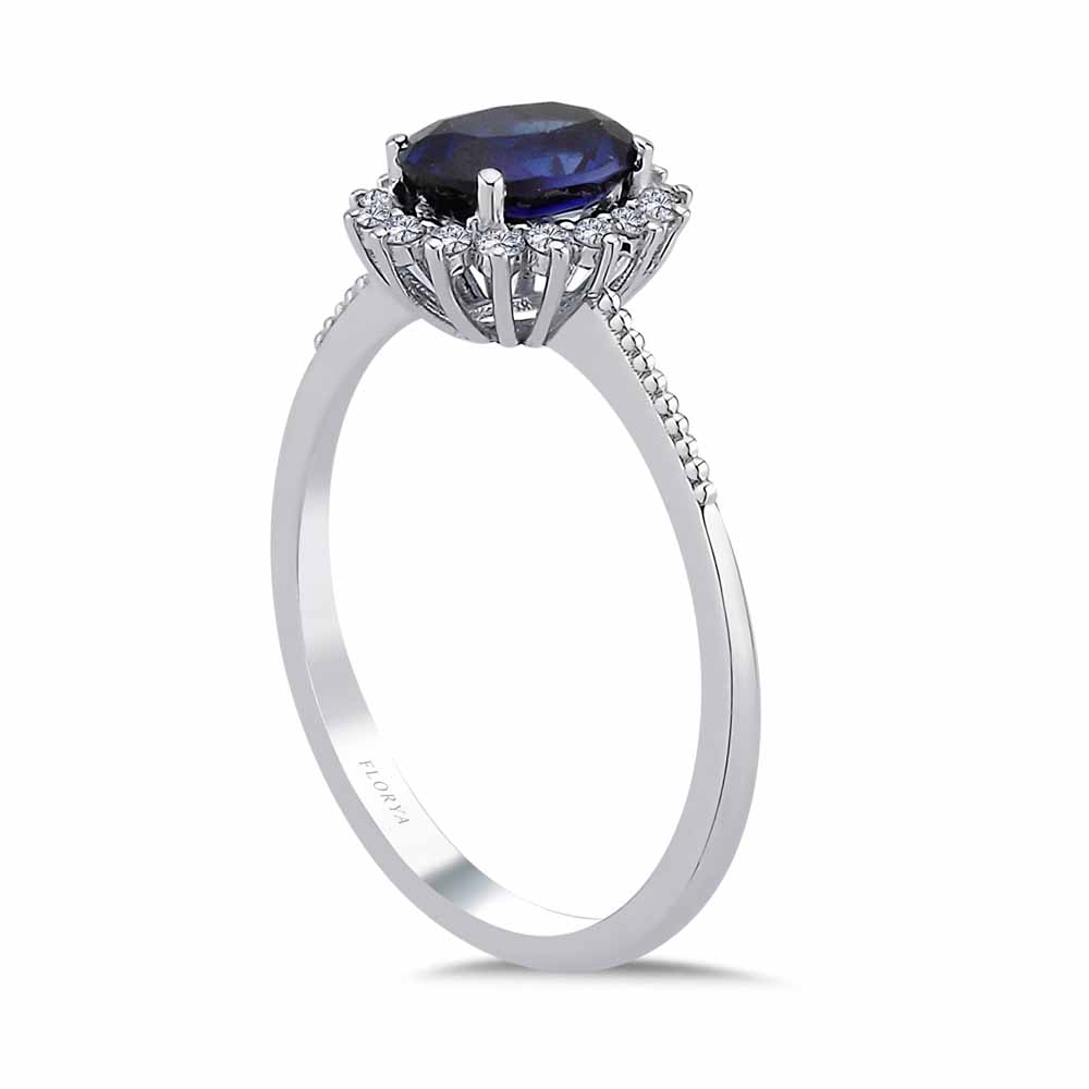 0,92 Karat Lab Pırlanta Oval Royale Safir Yüzük - FP11418