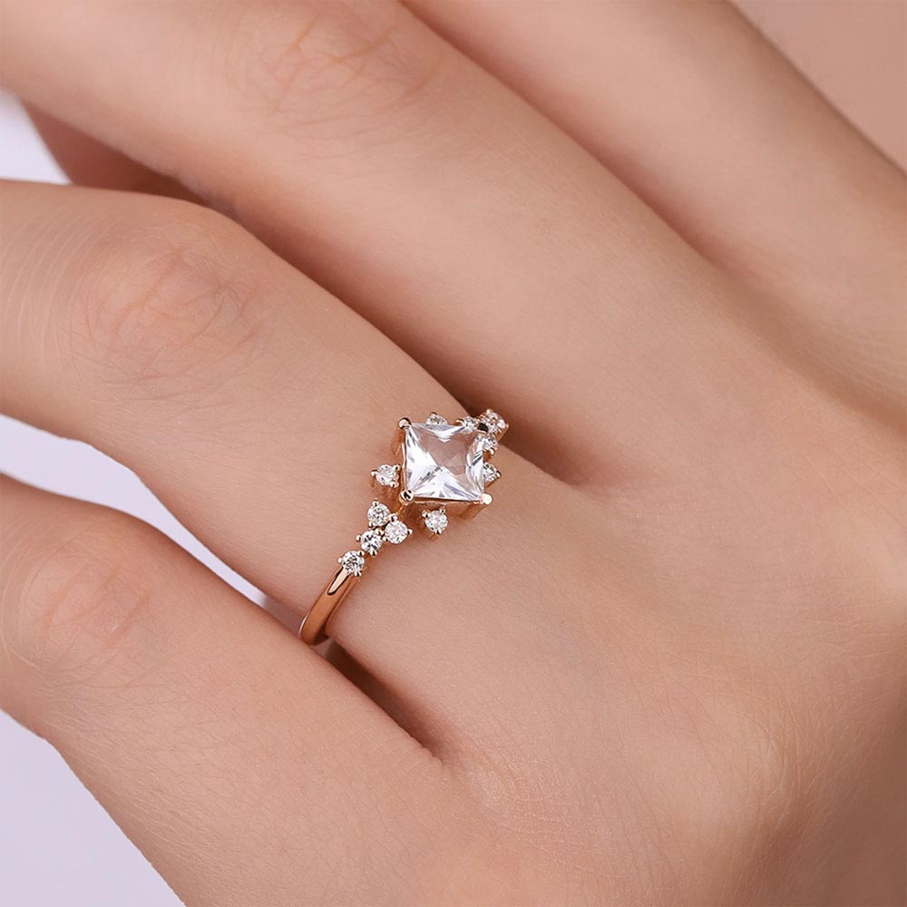 0.92 Karat Lab Pırlanta Prenses Kesim Vintage Yüzük - FP11711