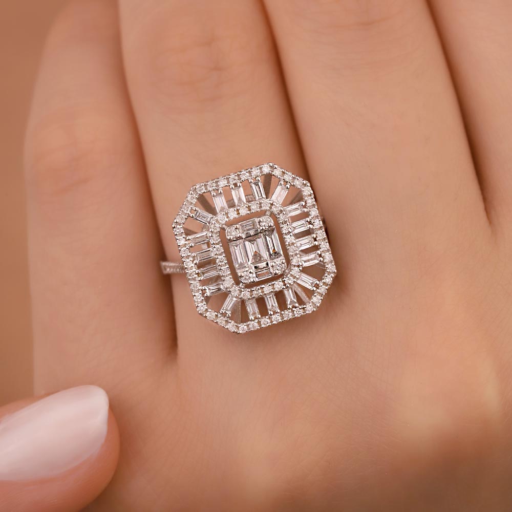 Baget Yüzükler 0,93 Karat Lab Pırlanta Jewelra Tasarım Baget Yüzük - FP02933