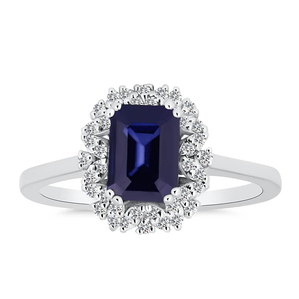 0,95 Karat Lab Pırlanta Baget Royale Safir Yüzük - FP08846