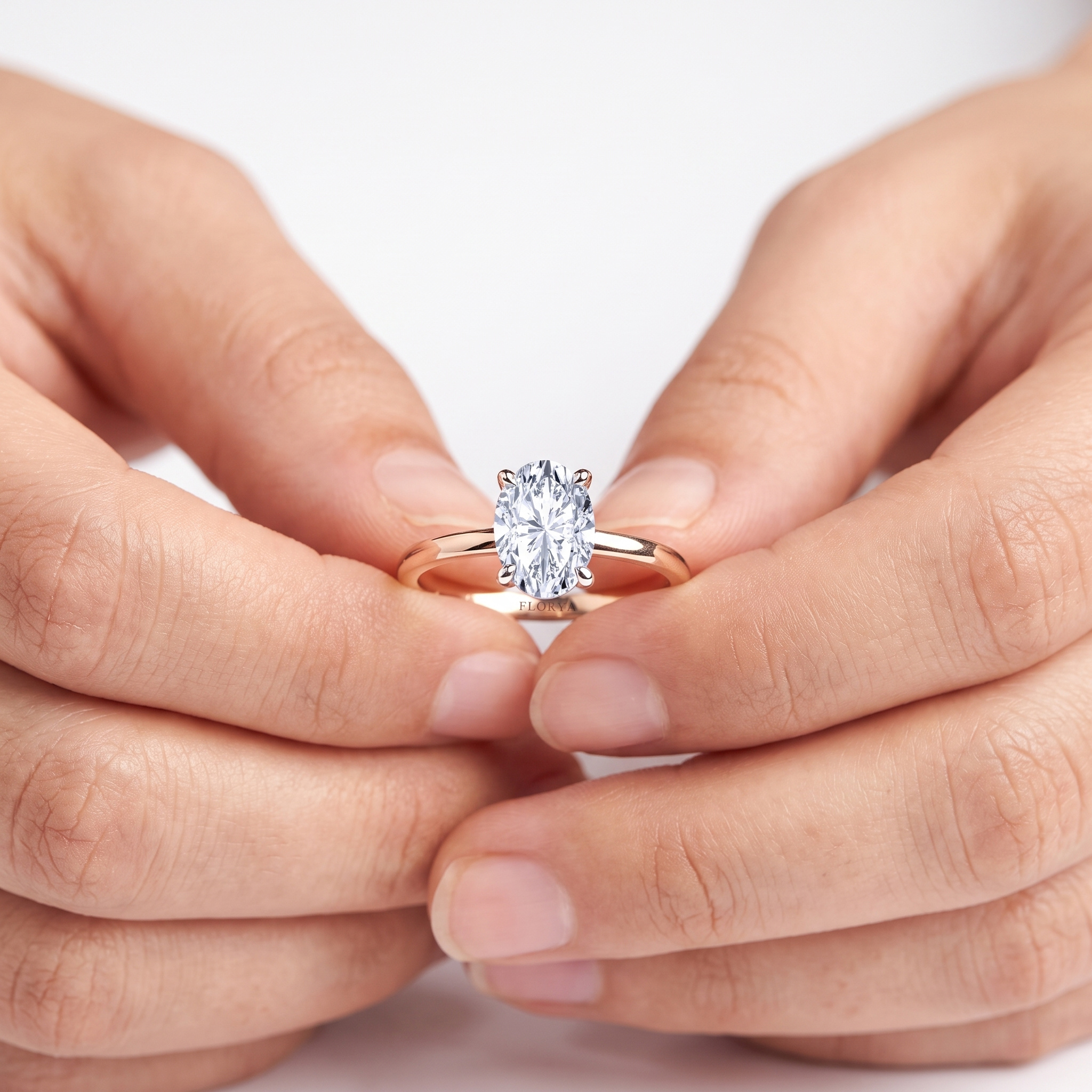 1,00 Karat IGI Sertifikalı Lab Pırlanta Oval Kesim Rose Gold Tektaş Yüzük - FP16369