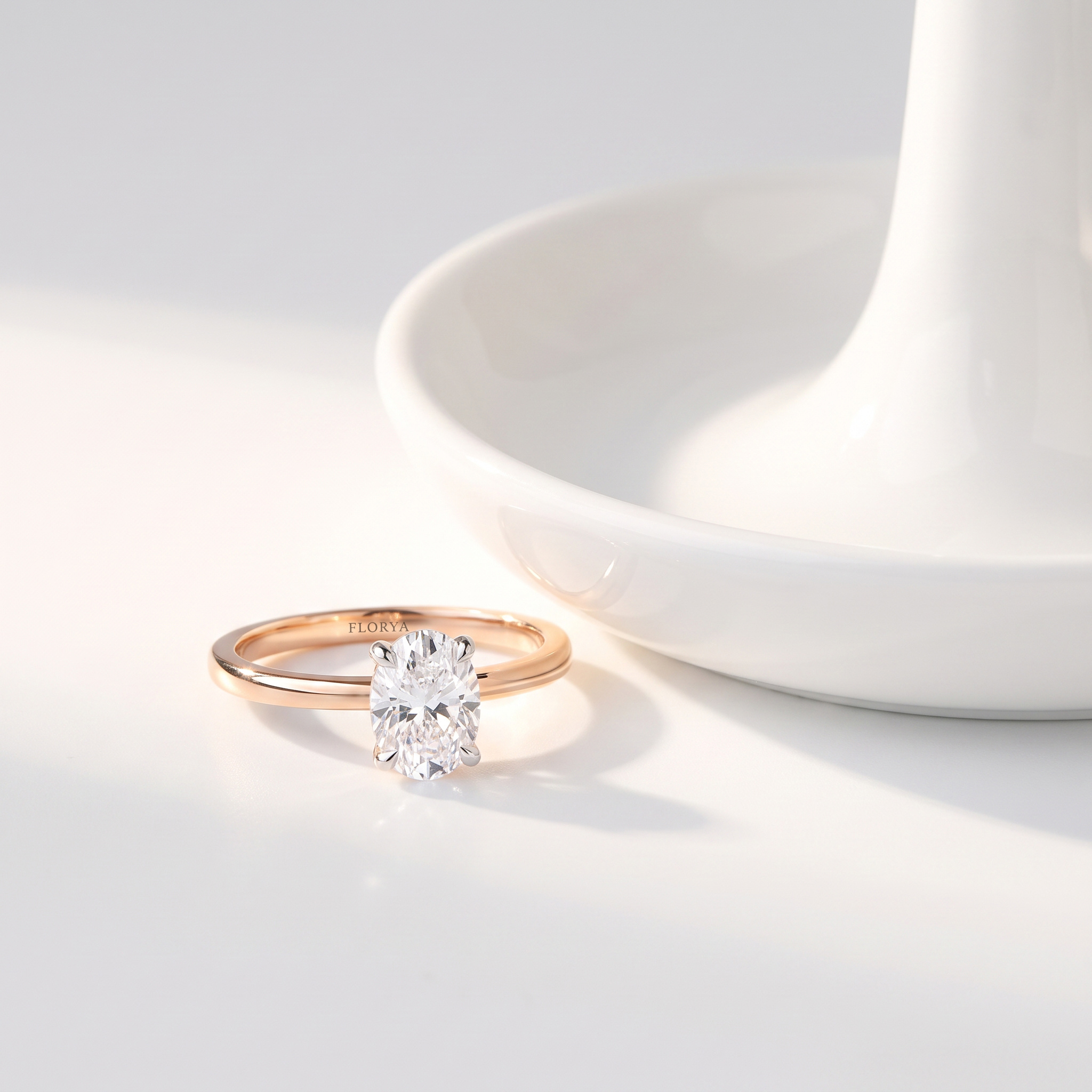 1,00 Karat IGI Sertifikalı Lab Pırlanta Oval Kesim Rose Gold Tektaş Yüzük - FP16369