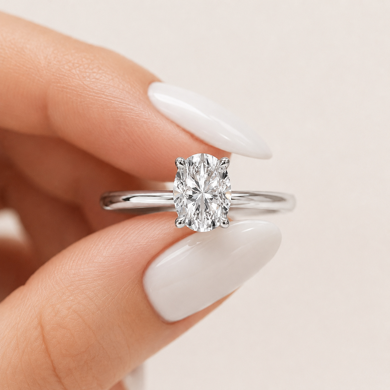 1,00 Karat IGI Sertifikalı Lab Pırlanta Oval Kesim Tektaş Yüzük - FP16366