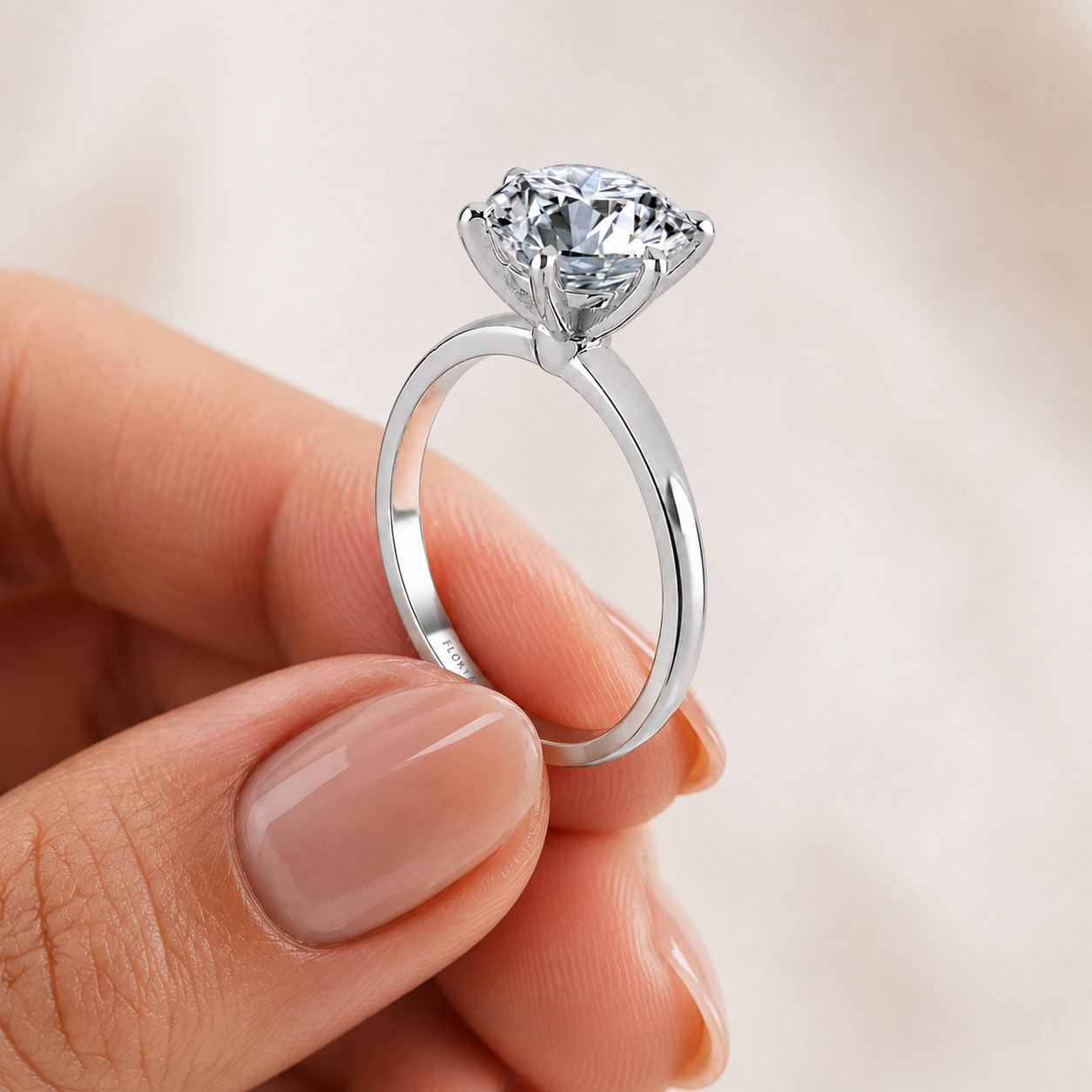 1,00 Karat IGI Sertifikalı Lab Pırlanta Tiffany Yuvarlak Kesim Tektaş Yüzük - FP16363