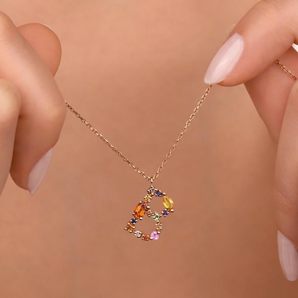1,01 ct. Lab Pırlanta Safir Harf Kolye - FP02410