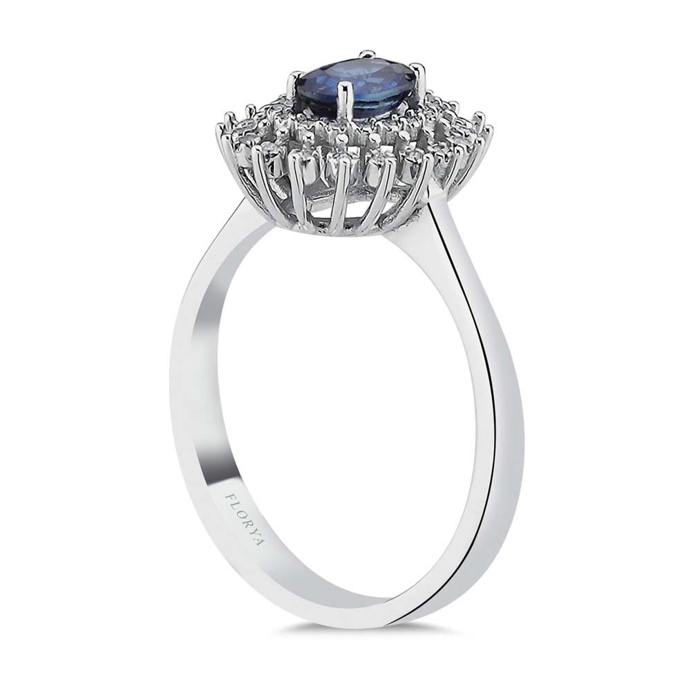 1,07 Karat Lab Pırlanta Oval Royale Safir Yüzük - FP08849