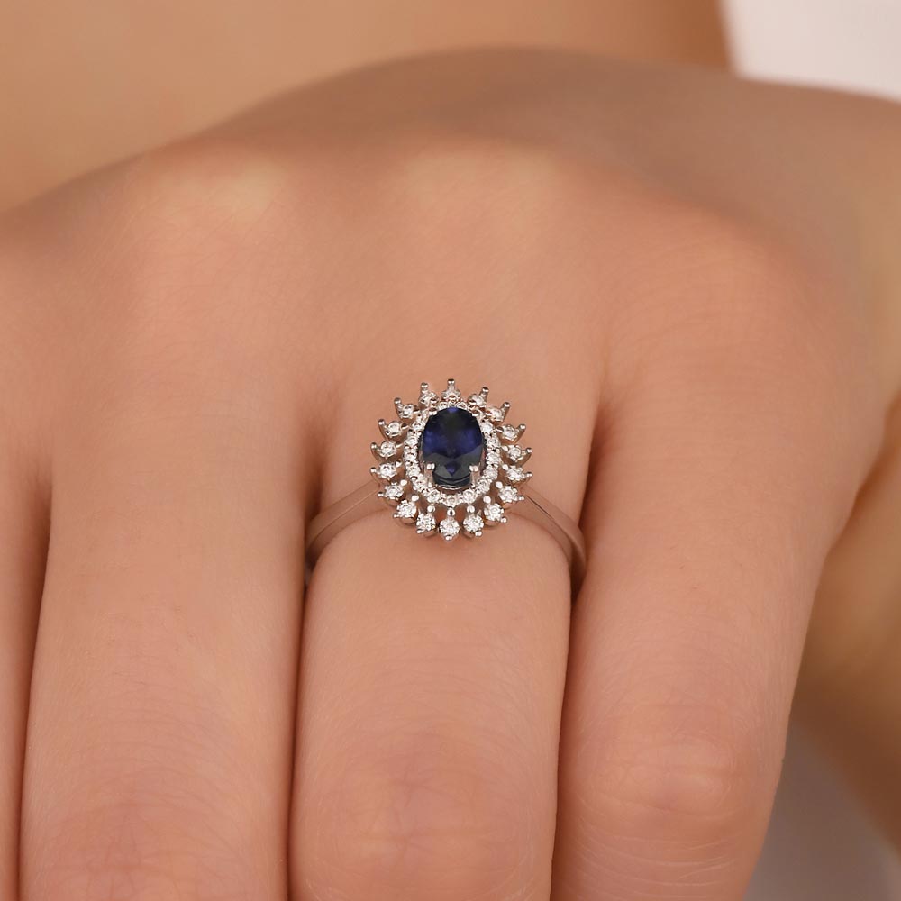 1,07 Karat Lab Pırlanta Oval Royale Safir Yüzük - FP08849