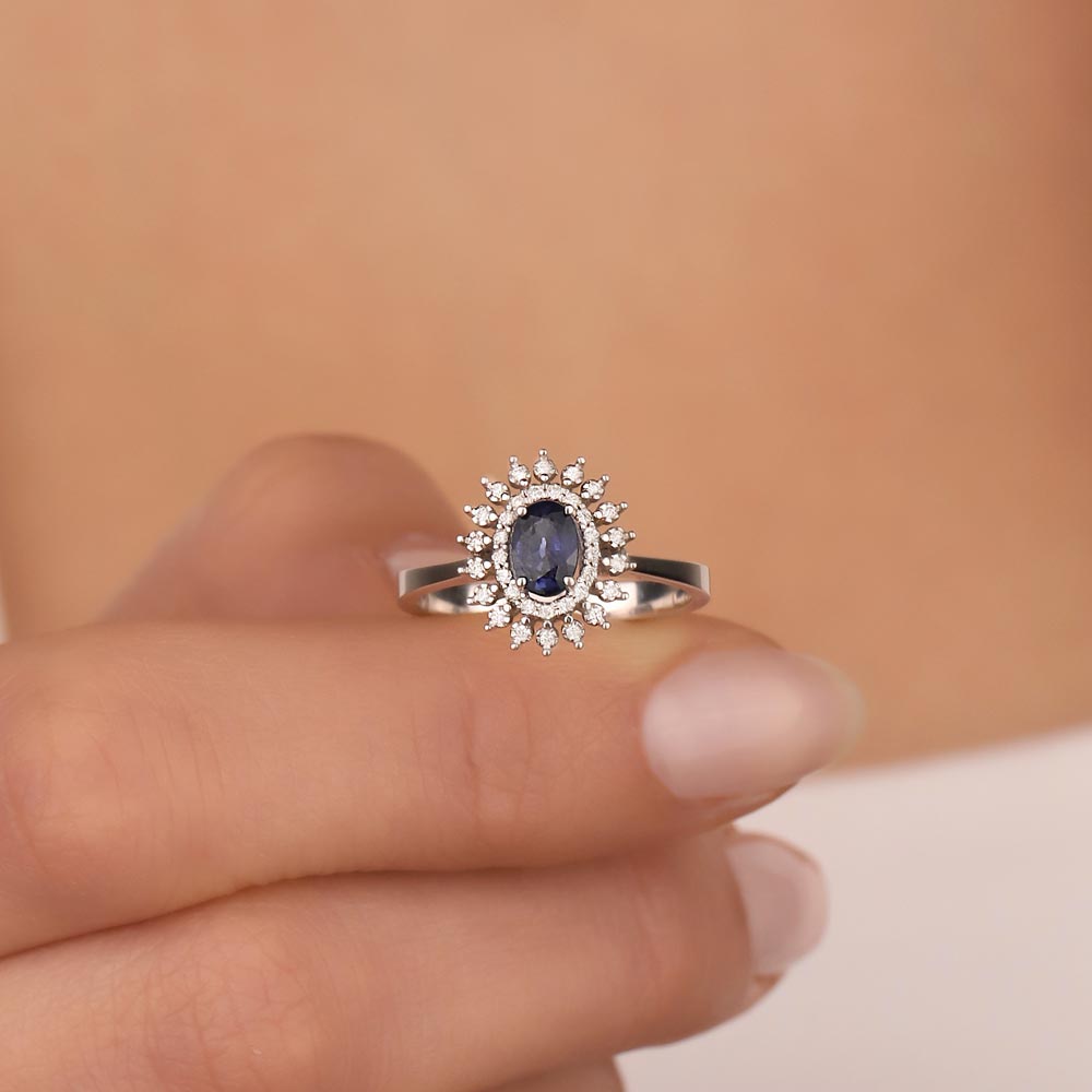 1,07 Karat Lab Pırlanta Oval Royale Safir Yüzük - FP08849