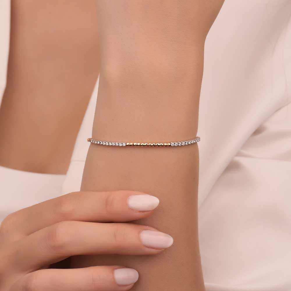 1.15 Karat Lab Pırlanta Çift Renk Suyolu Bileklik - FP05342