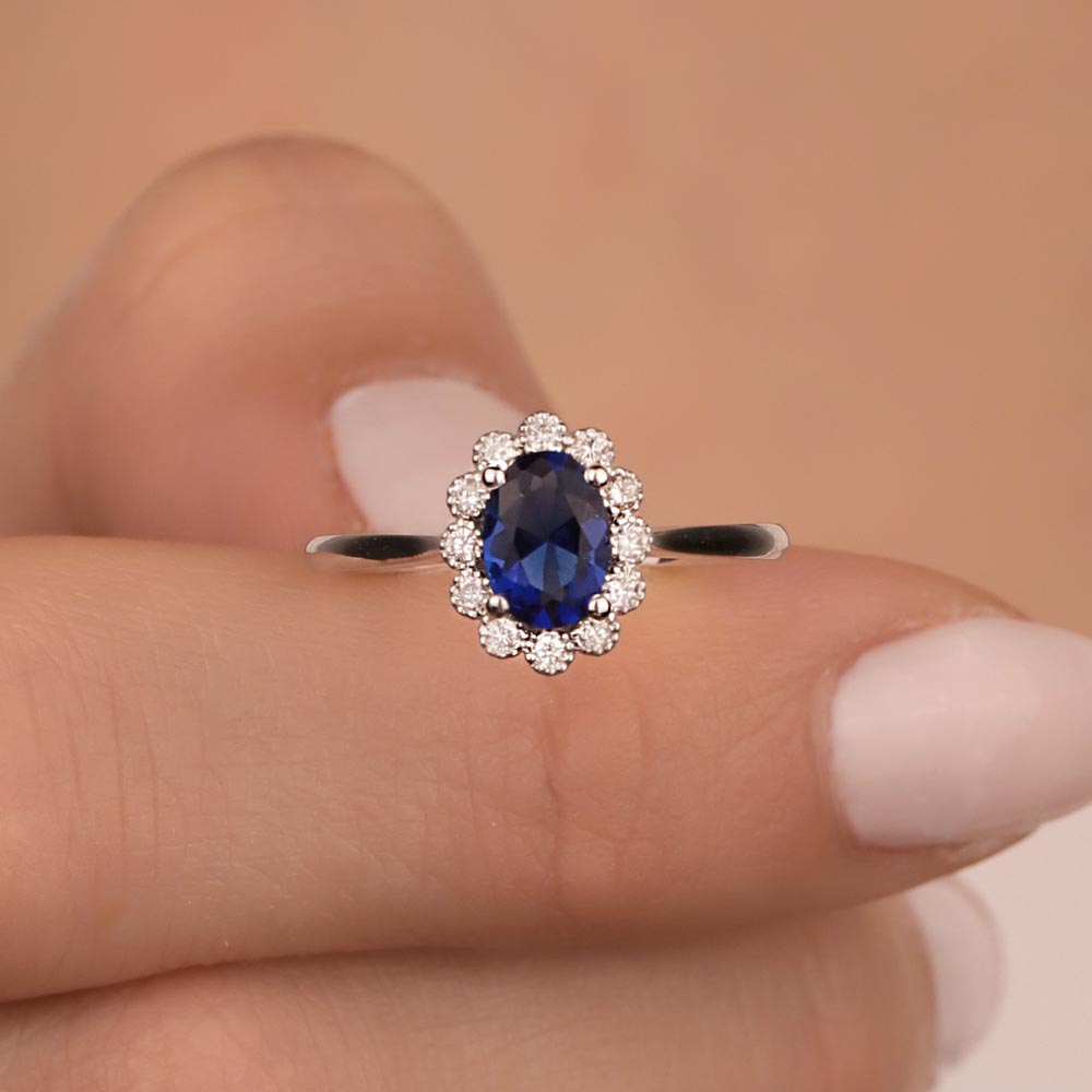 1.17 Karat Lab Pırlanta Oval Royale Safir Yüzük - FP10287