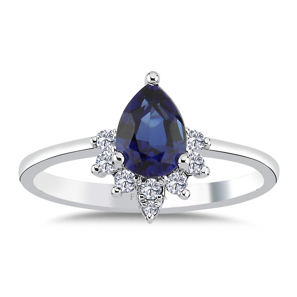 1,26 Karat Lab Pırlanta Damla Royale Safir Yüzük - FP02939