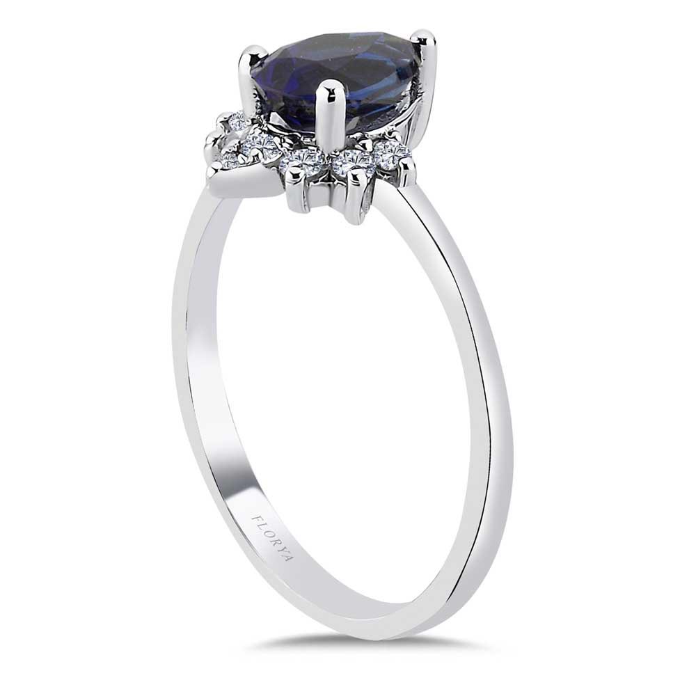 1,26 Karat Lab Pırlanta Damla Royale Safir Yüzük - FP02939