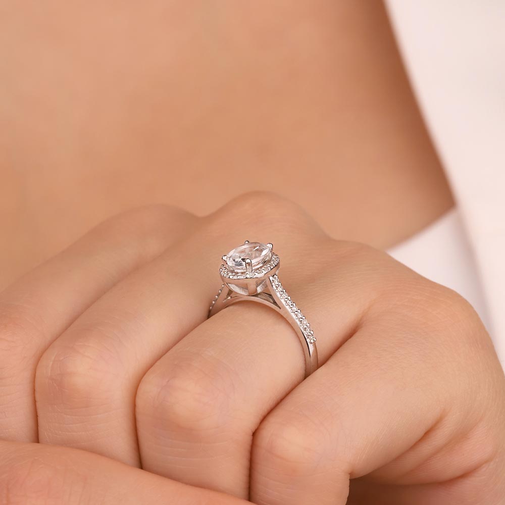 1.30 Karat Lab Pırlanta Beyaz Topaz Tektaş Yüzük - FP11650
