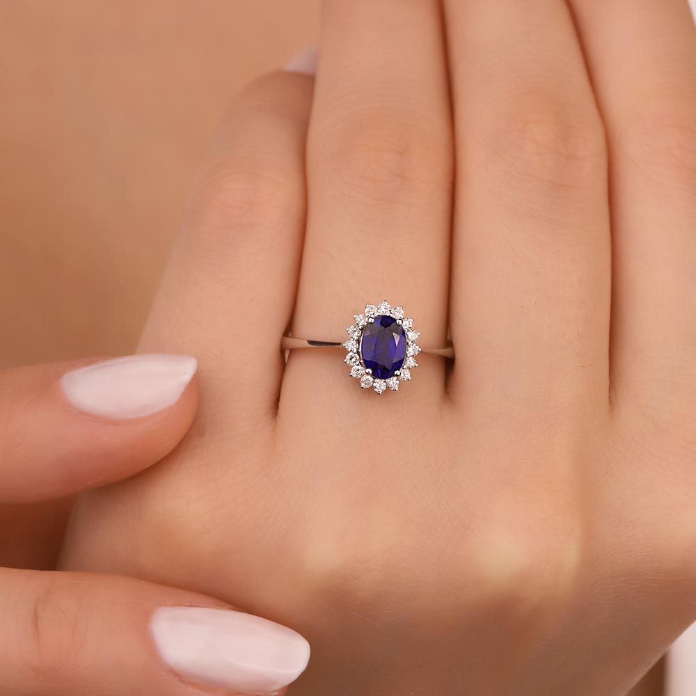1,30 Karat Lab Pırlanta Oval Royale Safir Yüzük - FP03827